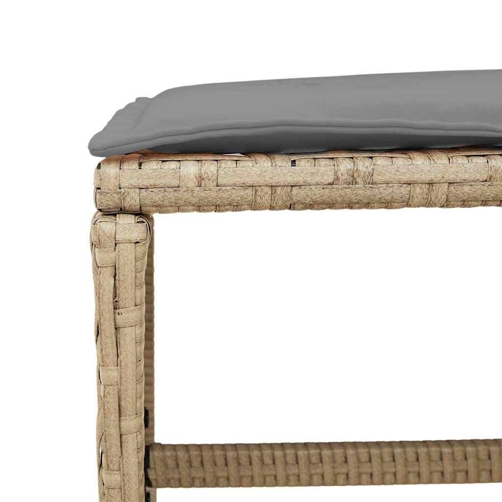 Taboret ogrodowy, 4 sztuki, polirattan, z poduszkami, 41 x 41 x 36