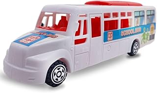 ماكينة حافلة مدرسية شاحنه ذات خامه ممتازه ادفعها للامام لتنطلق باقصي سرعه لها لعبه محاكاة لتنميه الخيال الابداعي عند الاطفال (ابيض)