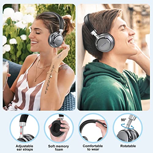 Auoua Life On Music Wireless Bluetooth Headphones With Mic, Over Ear Headset With Environmental Noise Cancelling, Lightweight Wired Headphone With Soft Memory Foam Earpads For Ipad Pc Laptop #TOP1