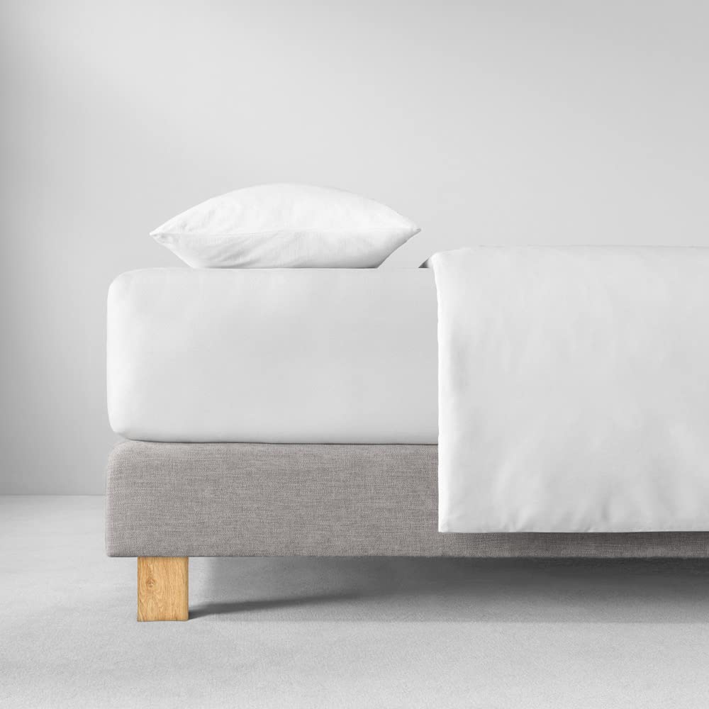 ESTELLA Spannbetttuch Zwirnjersey | Weiss | 100x200 cm | bügelfreie & trocknerfeste Qualität | Rundumgummi | 97% Baumwolle