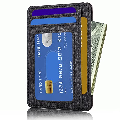 TOURSUIT Travel Minimalist Slim Front Pocket Wallet for Men Women, RFID Blocking Credit Card Holder Case (Cross Black)2