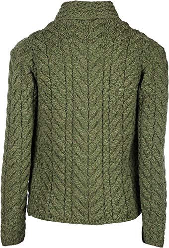 Image of Aran Woollen Mills Louisburgh Women's Asymmetrical Irish Cardigan, 100% Super Soft Merino Wool, Authentic Irish Knitwear