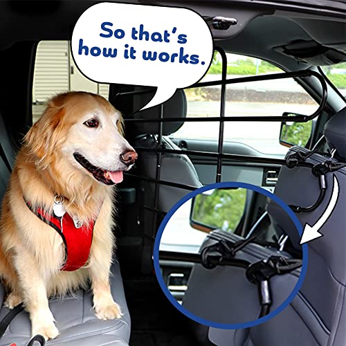 Zookeeper Vehicle Pet Barrier: Adjustable Universal for Cars, Trucks, SUVs - Moves with Your Vehicle Seats. Tilt. Slide. Recline. Easy Install Dog Car Gate - Strong Metal Tubing Gate Divider