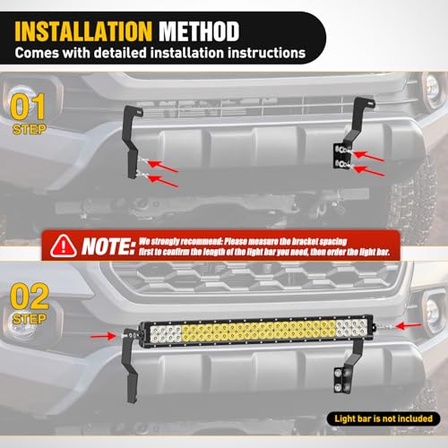 Image of Nilight Front Lower Hidden Bumper Mounting Brackets for 32inch Single Double Row LED Light Bar Compatible with 2016-2023 Toyota Tacoma