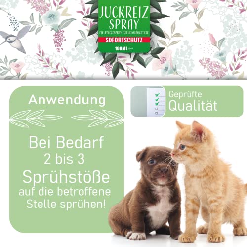 NEU: Nature Animal® Anti JUCKREIZ Spray Soforthilfe für Hunde + Katzen bei Hautreizungen, Pflege für Haut und Fell bei Läuse, Flöhe & Milben – Hautpflegespray
