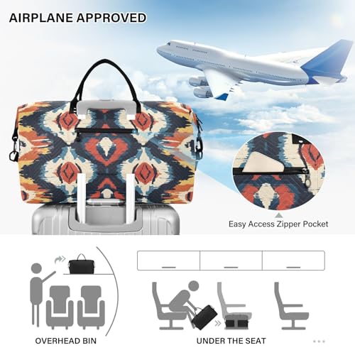 ​​Large Foldable Travel Duffel Bag, Waterproof Gym Bag for Men & Women, Carry-On Luggage Weekender Overnight Bag, Geometric Texture4