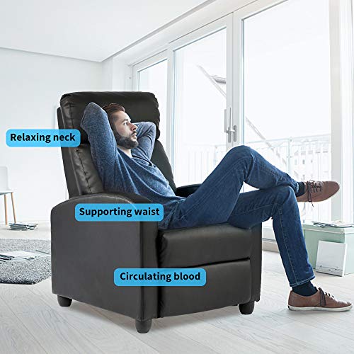 Sillón reclinable moderno cuero PU negro miniatura 7