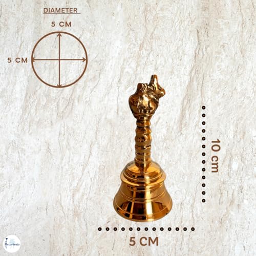 Image of Elegant Brass Mandir Ghanti - 4 Inch Handcrafted Temple Bell for Pooja and Home Decor
