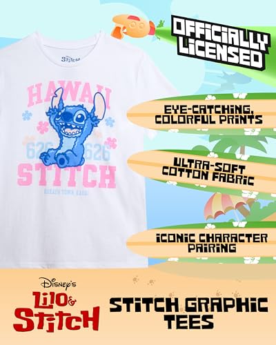 Image of Disney Girls Minnie Mouse and Lilo Cotton Blend Crew Neck Graphic T-Shirt
