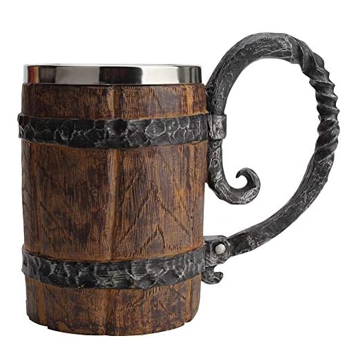 Jarra cerveza Resina decorativa Accesorios cocina vintage Restaurante Cubo en forma bebida Hotel Doble pared con mango Bar gran capacidad Cóctel