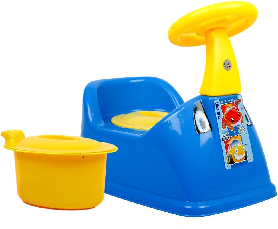 Plastic Ferrari Staring Baby Potty Training Seat- Chair For Kids- Infant Potty Toilet Chair With Removable Tray & Closing Lid (Blue)