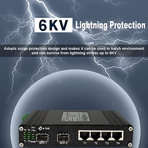 Industrial 4-Port Gigabit Ethernet Switch Din-Rail 4 Port Rj45 10/100/1000Mbps Unmanaged Switch Din Rail Mountable Hardened 6 Ports Ethernet Fiber Switch With 2 Sfp Fiber Ports #TOP4
