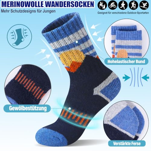Sandsuced Merino-Wandersocken für Kinder – 6 Paar dicke Thermosocken – Bild 3