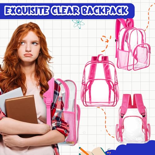 Image of Amylove 3 Pcs Clear Backpack bulk for Stadium Events Heavy Duty PVC Transparent Bookbag for College Workplace Security (15 Inches,3 Colors)