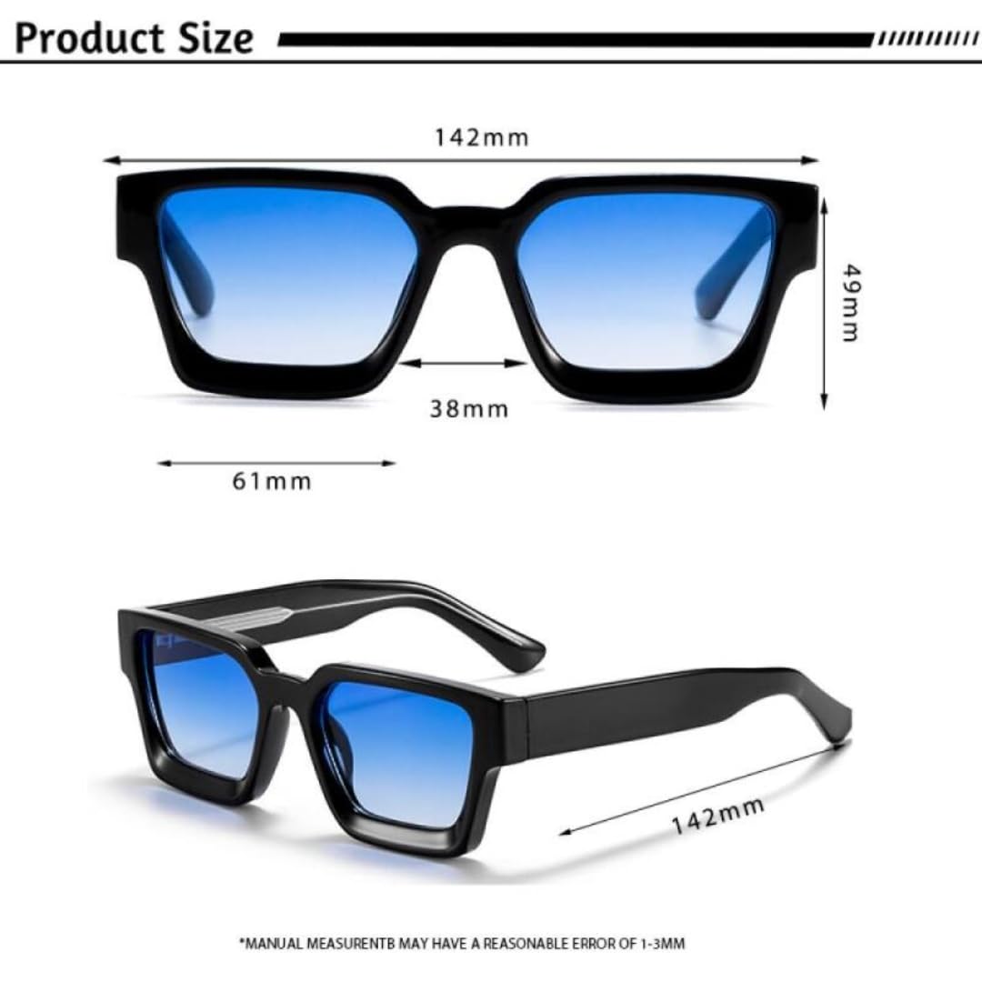 Occhiali da sole da uomo con montatura spessa quadrata, design retrò punk sfumato, occhiali da sole spessi, occhiali da donna per viaggi e feste, protezione UV400
