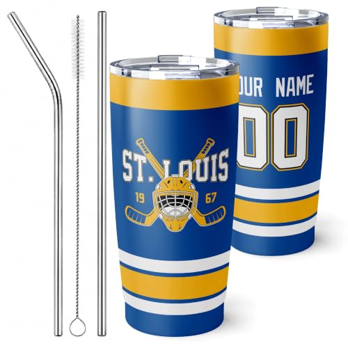 Image of ANTKING St. Louis Tumbler 20oz Custom Name Number Travel Mug Gifts | Stainless Steel Insulated Coffee Cup for Men Women
