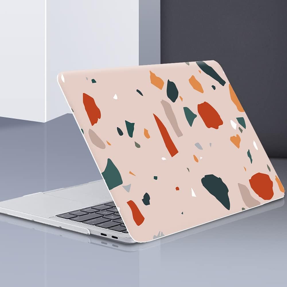 Painting Hard Matte Case for MacBook Air 13 inch Case Touch ID Retina A2337(M1 Chip)/A2179/A1932 Abstract Artworks Protective Shell with Keyboard Cover (Pink Terrazzo)