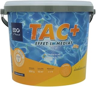 EDG by AQUALUX International - TAC Plus Piscine - Correcteur Alcalinité - Stabilise Le pH - Améliore Le Confort De Baignade - Poudre - Seau 5kg
