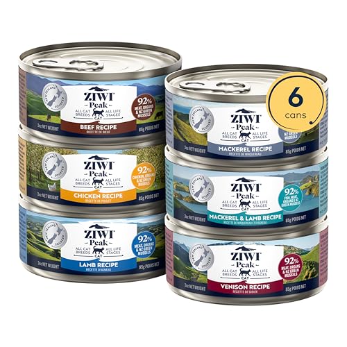 ZIWI Peak Wet Cat Food Variety Pack - Beef, Chicken, Lamb, Mackerel & Lamb, Mackerel, Venison, 6 Pack (3oz Each)