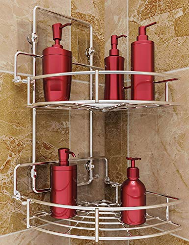 Vdomus Strong Shower Caddy 2 Tier Bathroom Corner Shelf Organizer Polished Chrome No