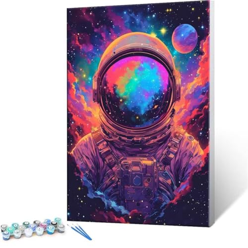 数字油絵 数字塗り絵 デジタル油絵 宇宙服 数字キットでペイントブラシとアクリル絵の具が入, 大人の子供のためのギフト Paint by Numbers 手塗り DIY 数字によるアクリル 水彩絵画インテリア リビング装飾 90x120cm (フレームレス