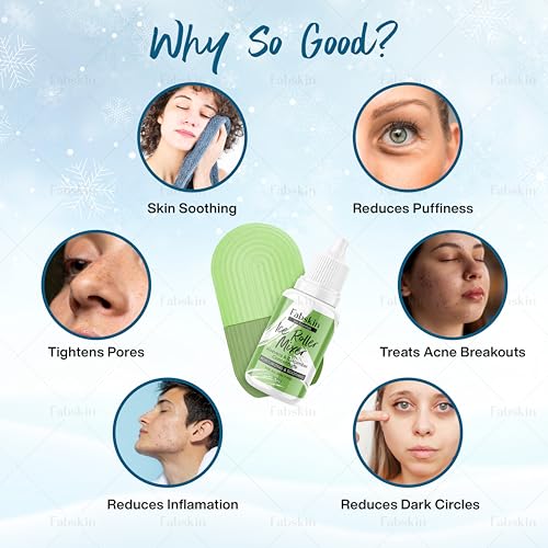 Image of Fabskin Ice Roller For Face Massager, Neck and Body | With Aloevera & Cucumber Mixer 30ml For Men & Women | Ice Cube Facial Roller Kit l For Skin Moisturizing & Soothing