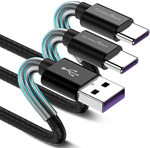 Image of CyvenSmart USB Type C Cable 3ft, [2 Pack] USB A 2.0 to USB-C Fast Charger Durable TPE Cord Compatible with Samsung Galaxy A10 /A20 /A51 /S10 /S9 /S8 Plus /Note 9 /8,LG V50 V40 G8 G7 Thinq-Black