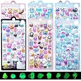 シール ぷくぷく可愛い 夜光 6枚セット立体 ぷっくり ボンボンドロップ ドロップシール ごほうび キラキラ 手帳 DIY用 贈り物 女の子 デコ