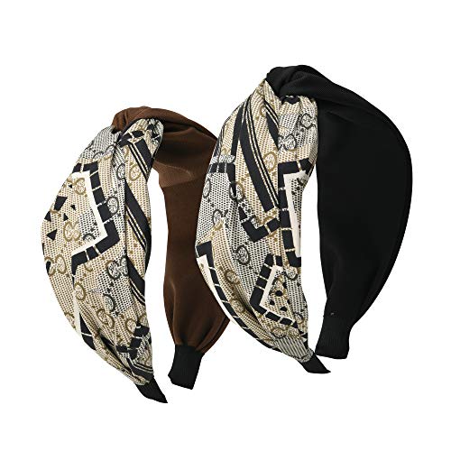Sluxa Wide Headbands for women，Fahion Hair Accessories for women , Twisted brown headbands for women.
