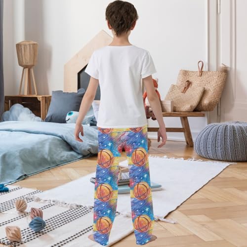 Boy's Pants Basketball Blue Star Jogger Pants Elastic Waist Long Bottoms Trousers with Pockets 6-14 Years3