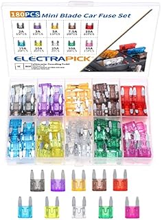 ELECTRAPICK 180Pcs Car Blade Fuses, Mini Auto Fuse Blade, Blade Fuse Replacement Assortment Zine Alloy Kit for Car Boat Truck SUV2A 3A 5A 7.5A 10A 15A 20A 25A 30A 35A 