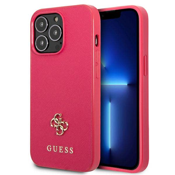 Guess Coque Rigide pour iPhone 13 Pro / 13 6,1 Transparent Saffiano 4G Small Metal Logo Étui Rigide