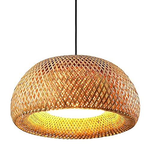 DCJJC Lamparas Techo, Lámpara Colgante de bambú Tejido a Mano, lámpara Colgante de Estilo rústico, lámpara Colgante de ratán, Accesorio de iluminación for Comedor, Dormitorio, E27(30 * 18cm)