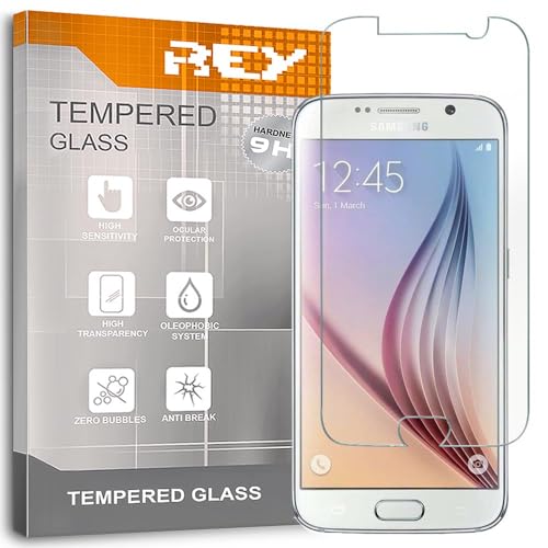 REY Bildschirmschutz aus gehärtetem Glas für Samsung Galaxy S6, Schutzfolie, Displayschutzfolie 9H+ Härte, Anti-Kratzen-Öl-Bläschen REY Bildschirmschutz aus gehärtetem Glas für Samsung Galaxy S6, Schutzfolie, Displayschutzfolie 9H+ Härte, Anti-Kratzen-Öl-Bläschen
