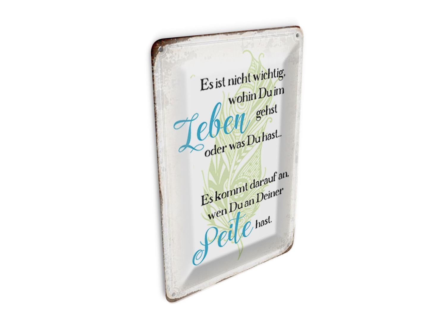 Femer Tin Postcard Saying 10 x 14 cm "nicht wichtig wohin du gehst [German Language] Decorative