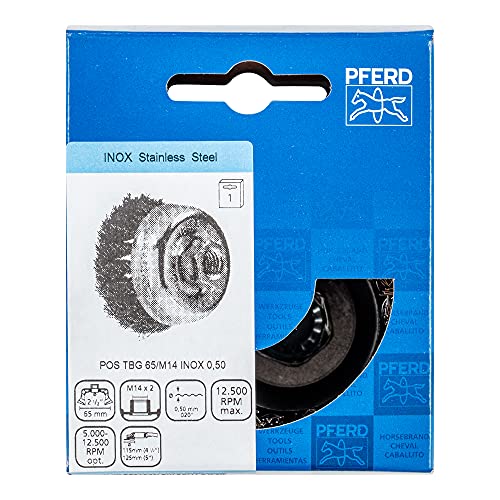 Image of PFERD 43305004 TBG Twisted Cup Brush Diameter 65 mm M14 Stainless Steel Wire Diameter 0.50 mm