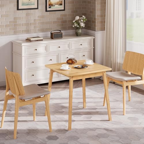 HOOBRO Bamboo Dining Table, Square Dining Table for 2, 27.6" Kitchen Table for Small Space, Writing Table, Easy to Assemble, for Dining Room, Living Room, Office, Kitchen, Natural YL70CZ01G1 - Image 8