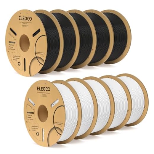 ELEGOO PLA Plus Filament Bundle Black & White 10KG, 1.75mm PLA+ Tough 3D Printer Filament Dimensional Accuracy +/- 0.02mm, 10 Pack 1kg Spool(2.2lbs) Fits for Most FDM 3D Printers