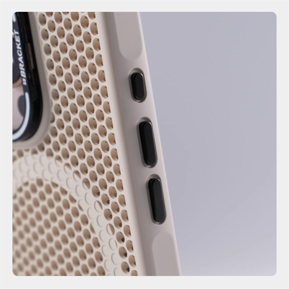 Niewidoczna podstawka pod obiektyw, siatka o strukturze plastra miodu, chłodząca obudowa do iPhone'a 17 16 15 14 13 12 Pro Max 15 Plus, odporna na wstrząsy, magnetyczna, szara, do iPhone'a 17 Pro