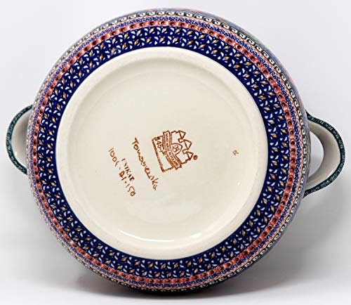 Polish Pottery Soup Tureen with Ladle in Poppies Unikat Pattern painted by Tomaszewska from Zaklady Boleslawiec Capacity: 3.17 quart - Thumbnail 4