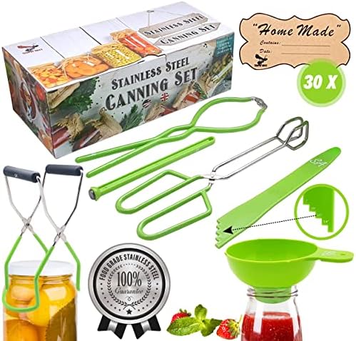 Supa Ant Canning Supplies - USA Assembled & Certified Food Grade Stainless Steel Canning tools - Canning set/pickling kit for beginners - Canning kit includes extra wide mouth funnel for mason jars