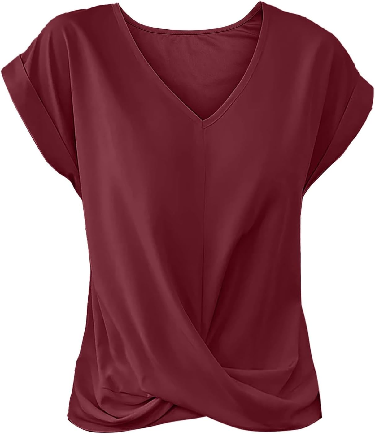 Chemisier Femme Chic Et élégant ZTFYKLIN Femme T-Shirt Col En V Eté Décontracté Tee Shirt Femmes Coton Unie T Shirts À Manches Courtes Hauts Tuniques De Base D'été Lâches Chemise Doux Confortable