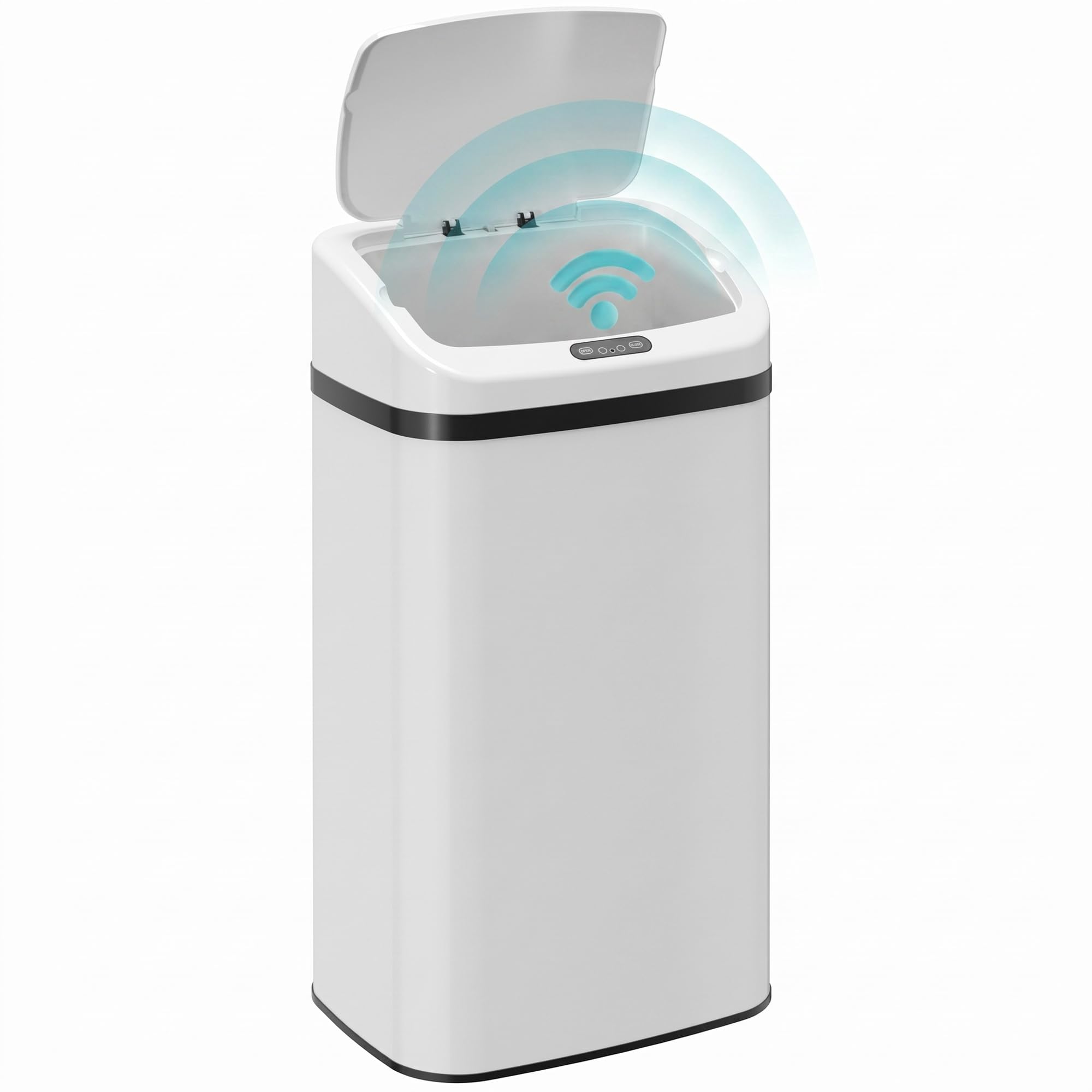 HOMCOM 48L Sensor Bin, Stainless Steel Kitchen Bin with Automatic Soft Close Lid and Fingerprint-Proof for Recycling and Waste, White