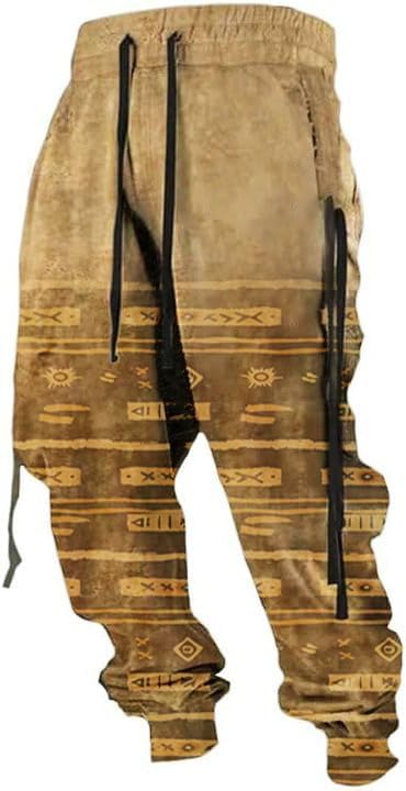 MARSVOVO Native American Pants Men's Aztec Graphic Drawstring Waist with Pocket Cool Joggers Plus Size Pant Sweatpants