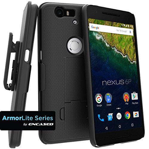 Kodobo Shell Combo Case with Cliklock Belt Clip Holster for Nexus 6P - Black