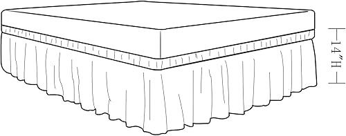Miniatura 5 de MEILA - Faldón de cama envolvente con tres lados de tela y elástico, con volantes de 14 pulgadas, caída a medida, fácil de instalar, resistente a la