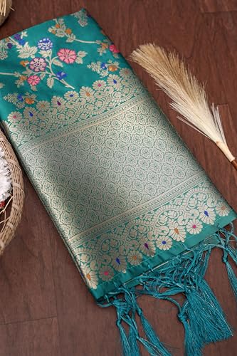 Image of DEVANGI Women's Woven Banarasi Silk Dupatta /Chunni For Women, Floral Print 1 Meter Wide and 2.3 Meter Length Printed Designer Dupatta /Chunni For Girls