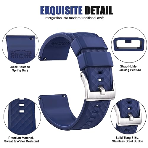 Image of Ritche Christmas Gift Silicone Watch Bands 18mm 20mm 22mm 24mm Quick Release Rubber Watch Bands for Men, White Elephant Gifts, Stocking Stuffers For Men