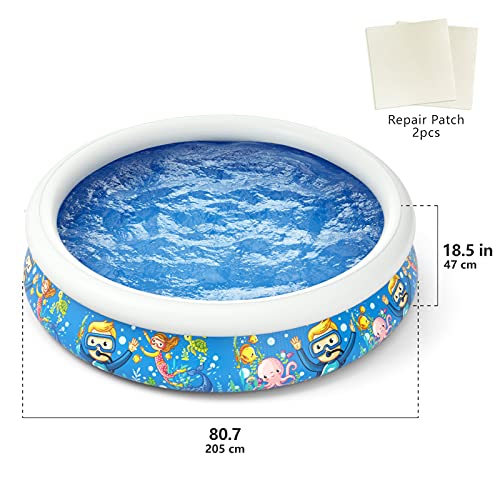 Jasonwell Inflatable Kids Kiddie Pool - Wading Pool For Toddler Durable Swimming Pool Family Above Ground Pool Summer Outside Round Pools For Children Adults Garden Backyard (80.7Wx18.5H) #TOP6
