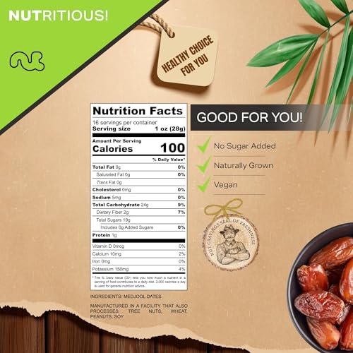 image for NUT CRAVINGS - Sun Dried Jumbo Medjool Dates, No Sugar Added, Unsulphu